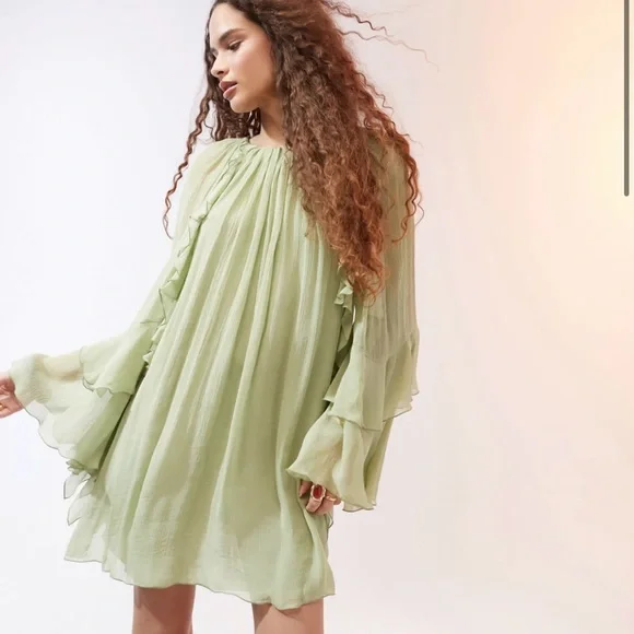 Mango Light Green Ruffled Dress - Picture 7 of 16